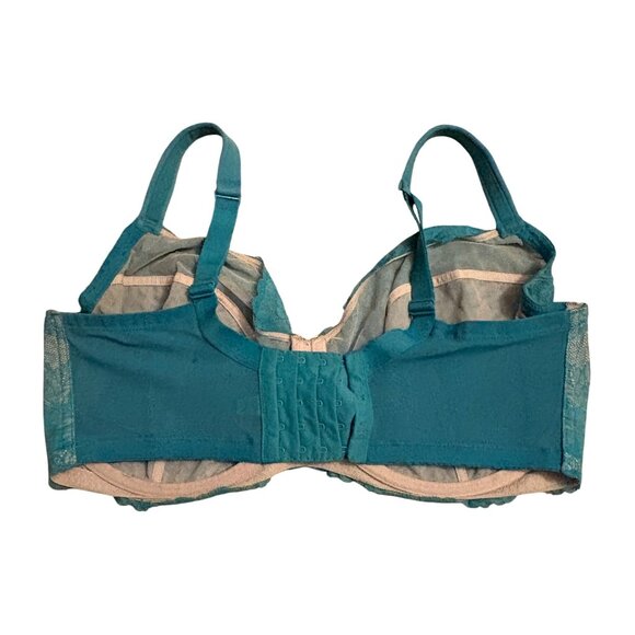 Cacique Unlined Full Coverage Teal Lace Full Coverage Bra 38I - Picture 3 of 3